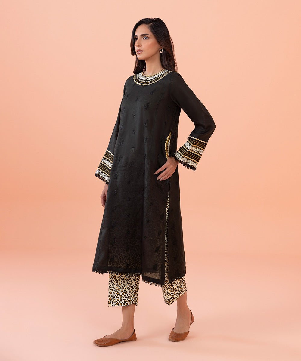 2 Piece - Embroidered Cotton Linen Suit