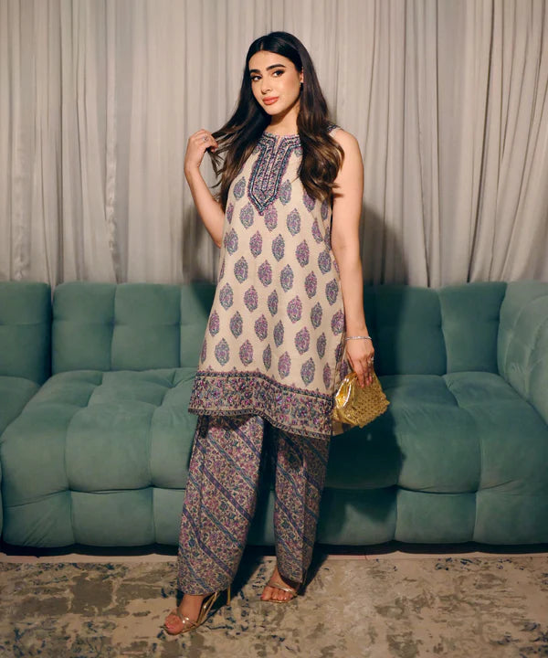 2 Piece - Embroidered Light Khaddar Suit