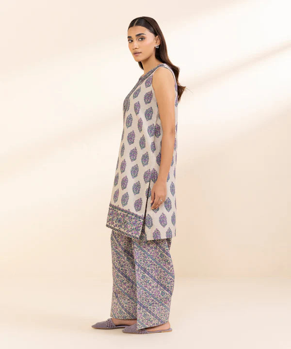 2 Piece - Embroidered Light Khaddar Suit