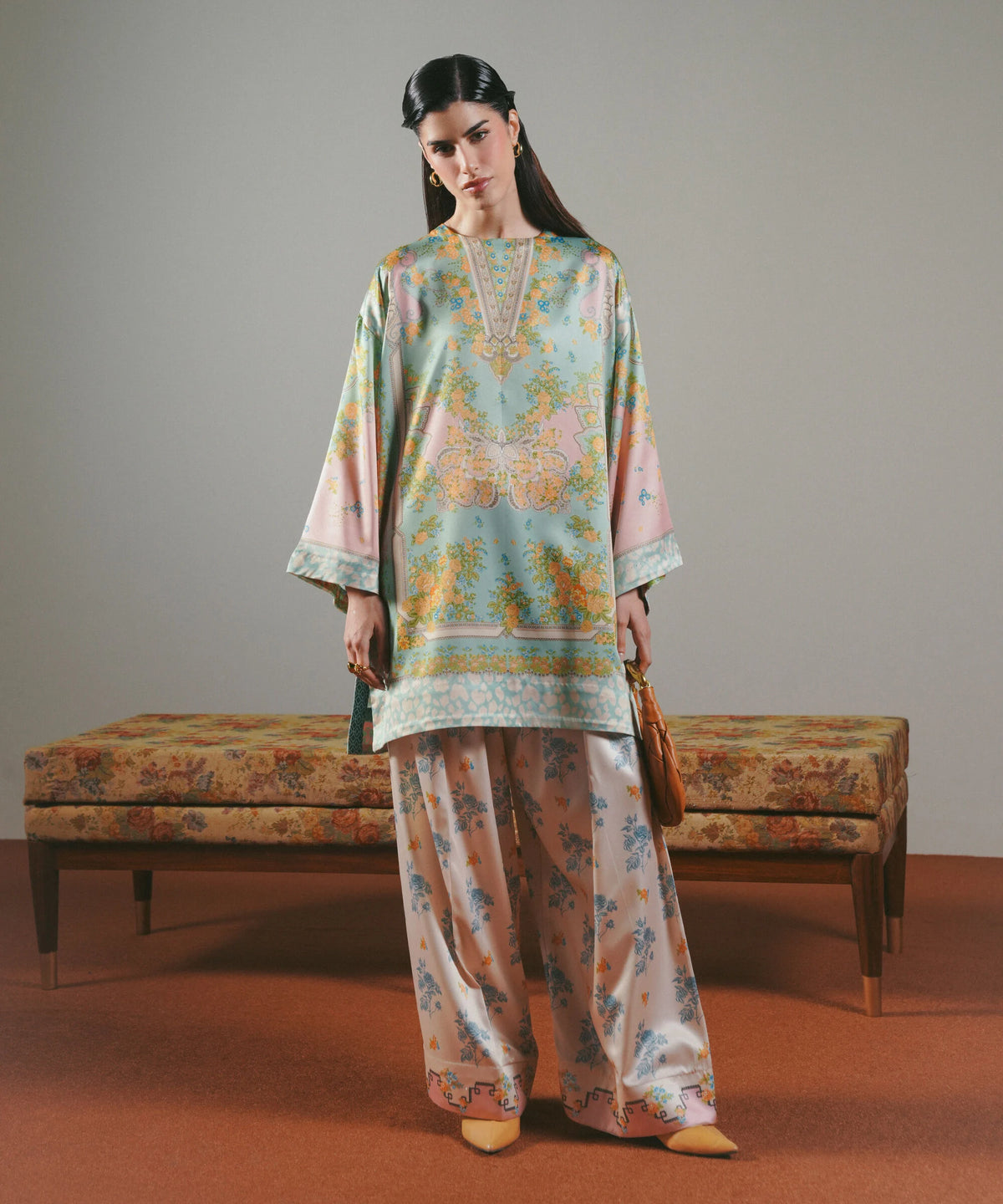2 Piece - Printed Silk Suit