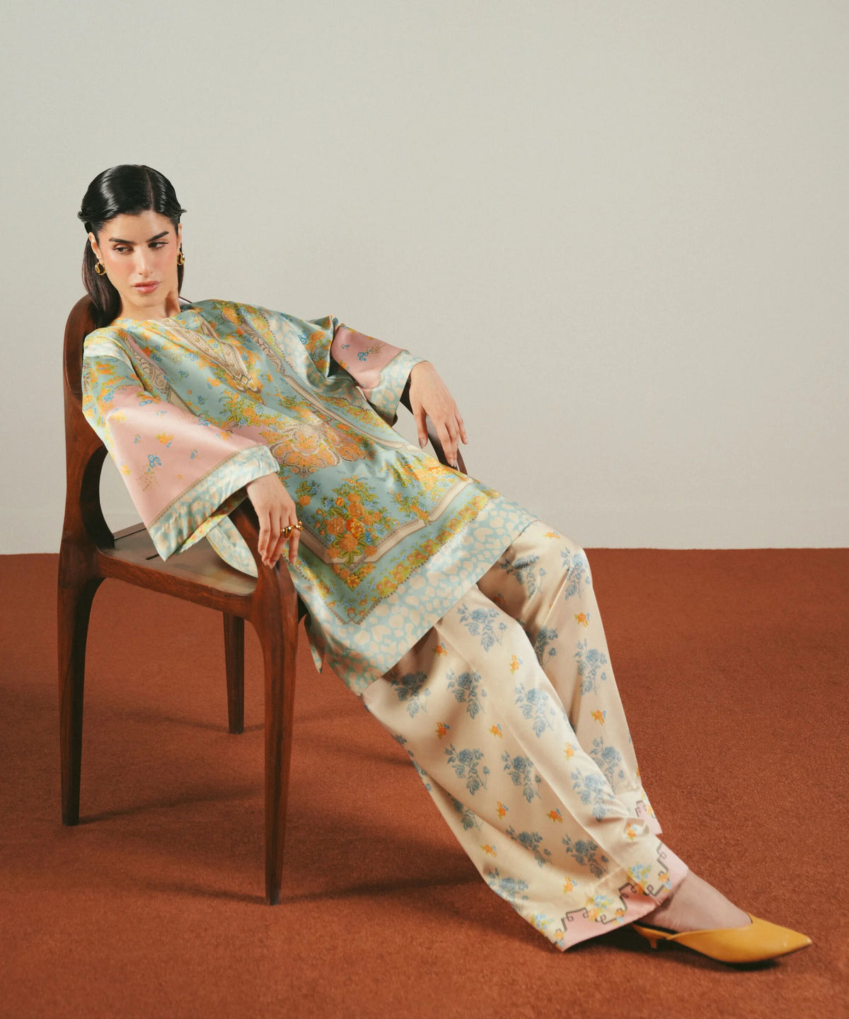 2 Piece - Printed Silk Suit