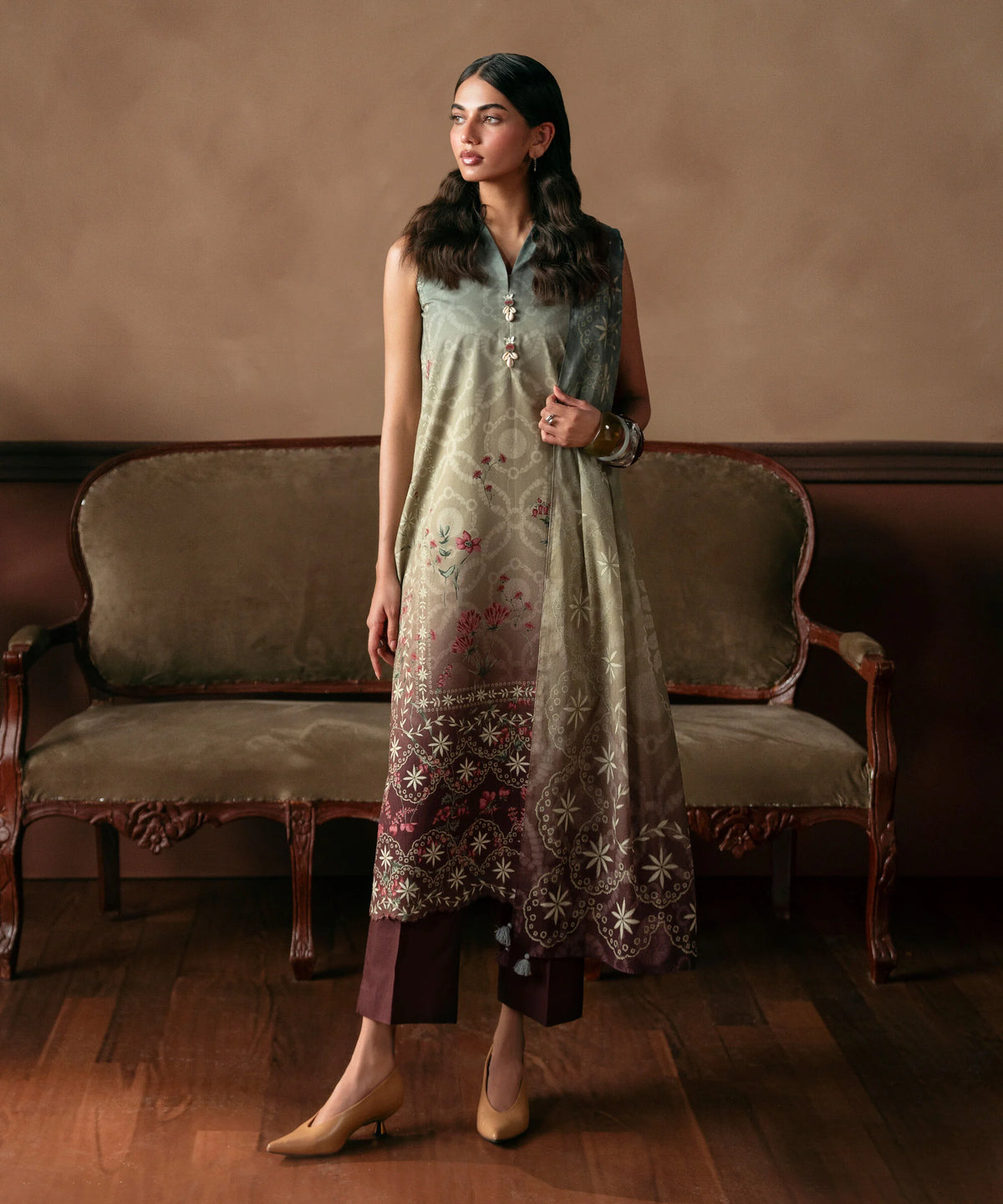3 Piece - Printed Cotton Suit