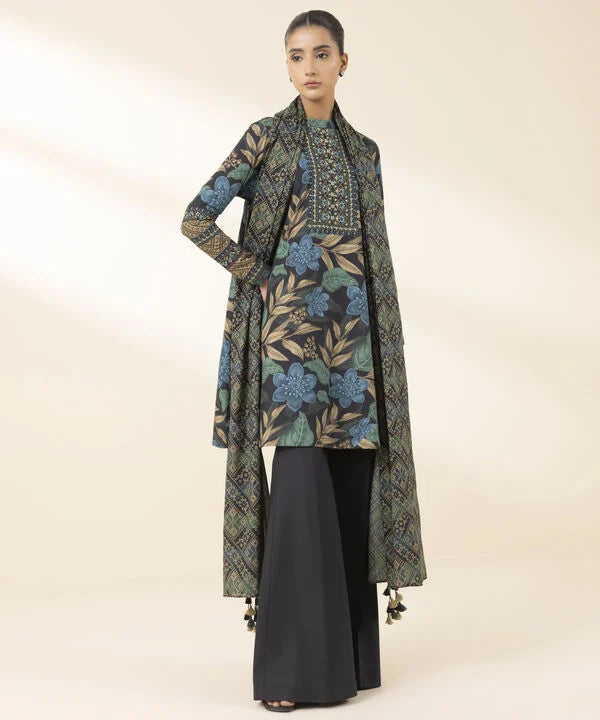 2 Piece - Embroidered Cotton Suit