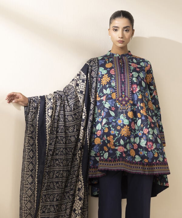 2 Piece - Embroidered Cotton Suit