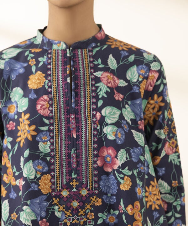 2 Piece - Embroidered Cotton Suit
