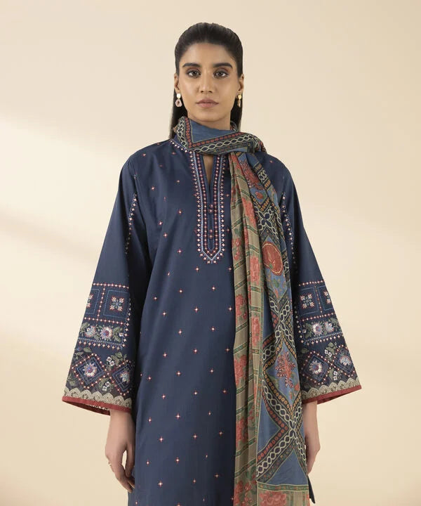 2 Piece - Embroidered Crosshatch Suit