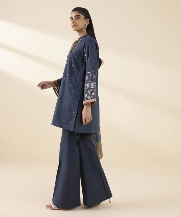 2 Piece - Embroidered Crosshatch Suit