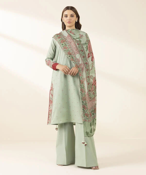 2 Piece - Embroidered Crosshatch Suit