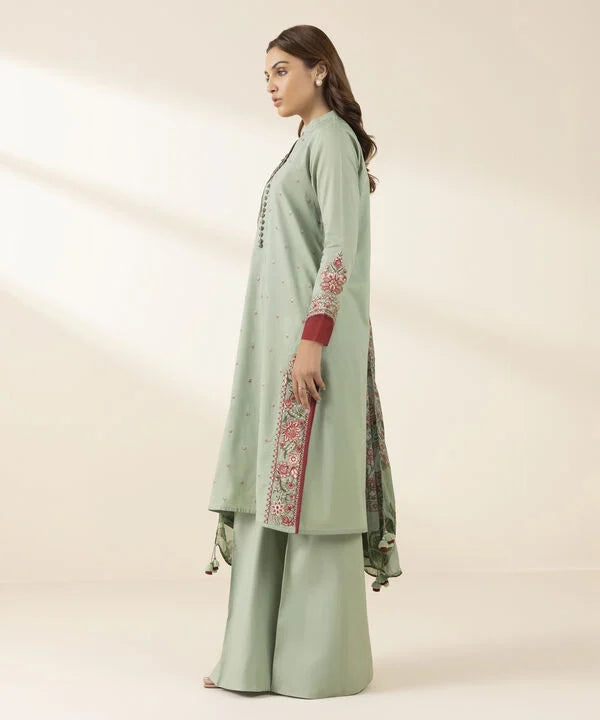 2 Piece - Embroidered Crosshatch Suit