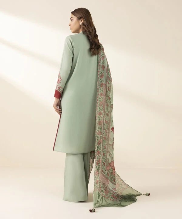 2 Piece - Embroidered Crosshatch Suit