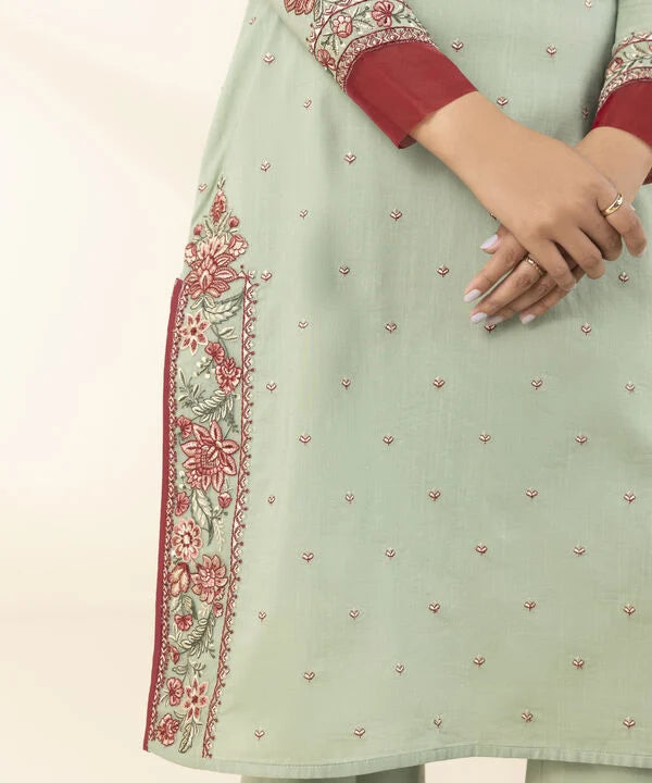 2 Piece - Embroidered Crosshatch Suit