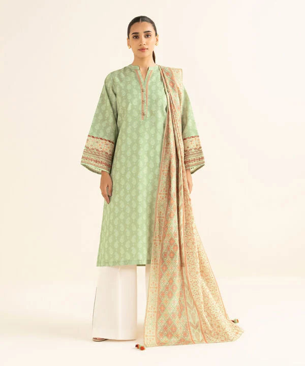 2 Piece - Embroidered Light Khaddar Suit