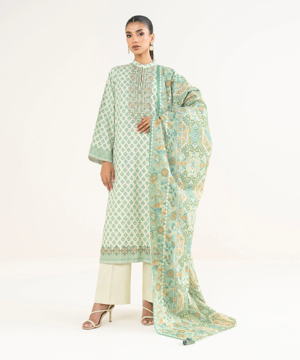 2 Piece - Embroidered Light Khaddar Suit