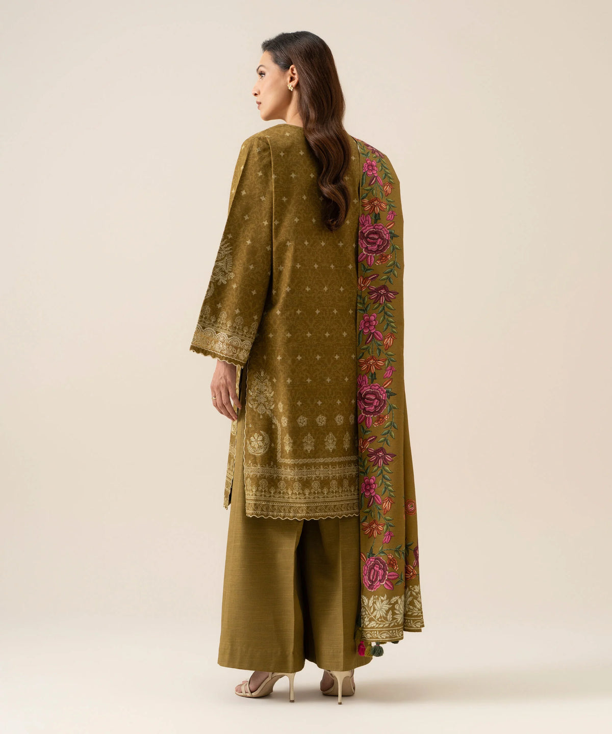 3 Piece - Embroidered Light Khaddar Suit