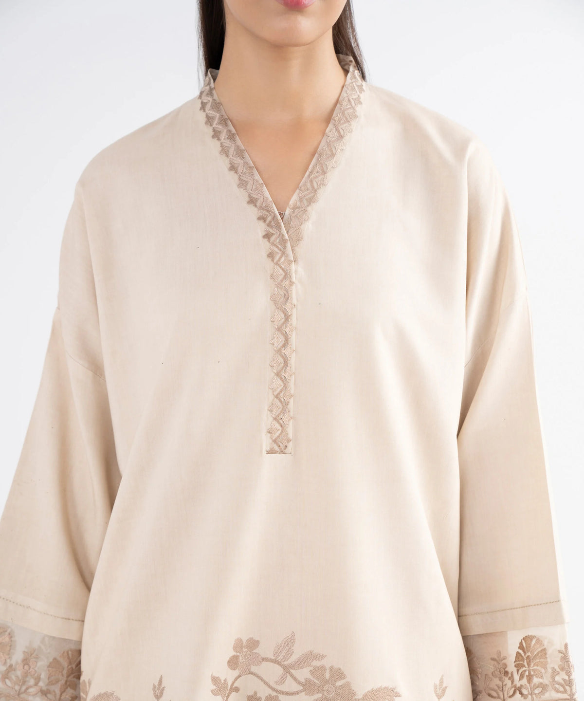 2 Piece - Embroidered Linen Suit