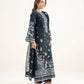 3 Piece - Embroidered Cotton Satin Suit