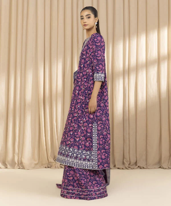 3 Piece - Embroidered Silk Suit