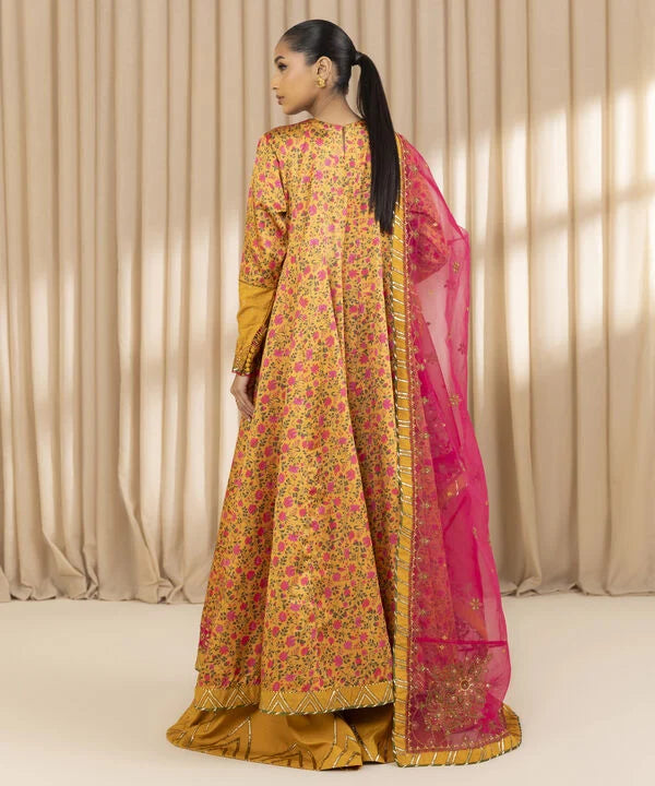 3 Piece - Embroidered Satin Suit