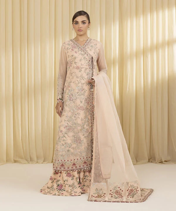 3 Piece - Embroidered Organza Suit