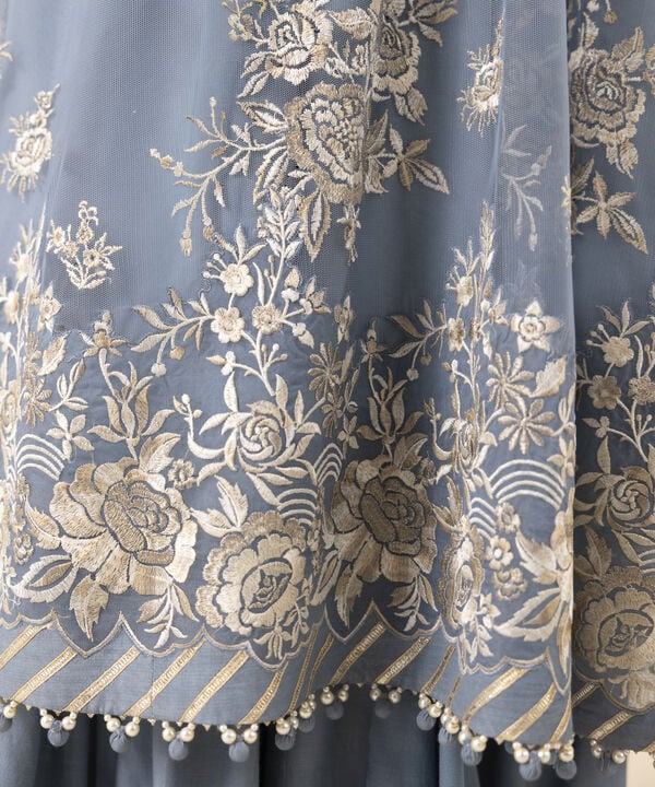 3 Piece - Embroidered Net Suit