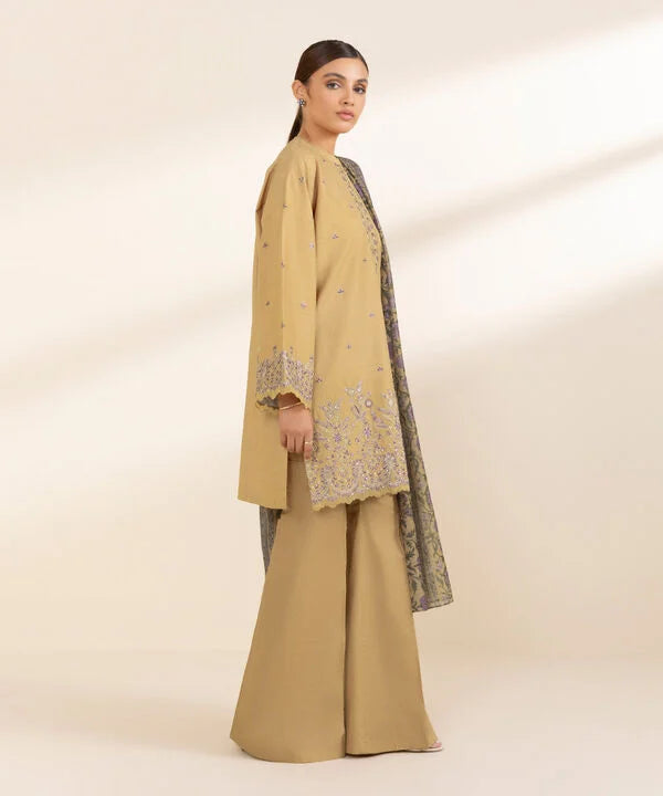 3 Piece - Embroidered Crosshatch Suit