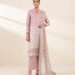 3 Piece - Embroidered Cotton Satin Suit