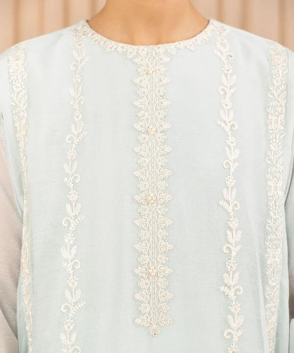 3 Piece - Embroidered Net Suit