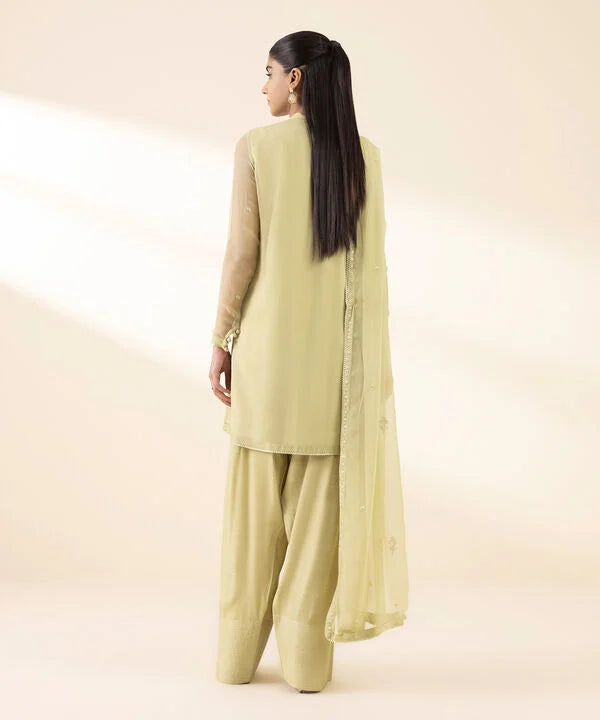 3 Piece - Embroidered Chiffon Suit