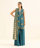3 Piece - Embroidered Raw Silk Suit