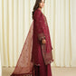 3 Piece - Embroidered Raw Silk Suit