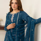 3 Piece - Embroidered Raw Silk Suit