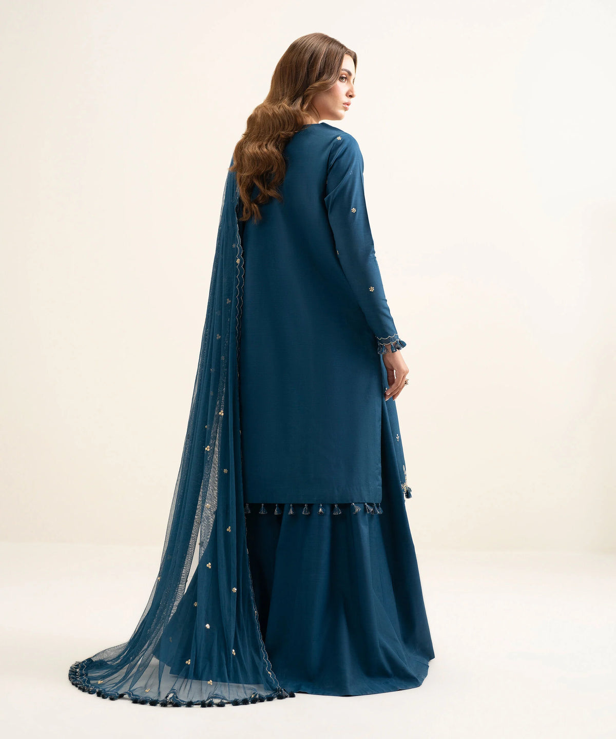 3 Piece - Embroidered Raw Silk Suit