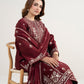 3 Piece - Embroidered Cotton Net Suit