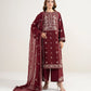 3 Piece - Embroidered Cotton Net Suit