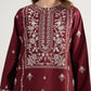 3 Piece - Embroidered Cotton Net Suit