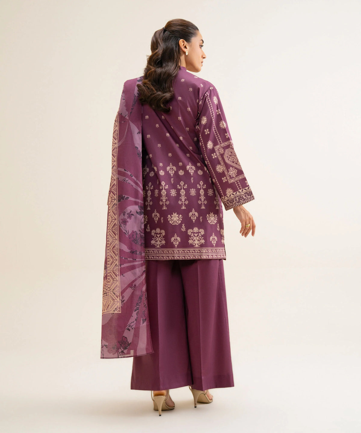 3 Piece - Printed Cotton Viscose Suit
