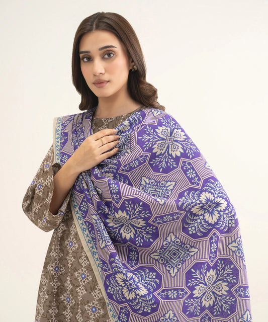 3 Piece - Printed Khaddar Suit