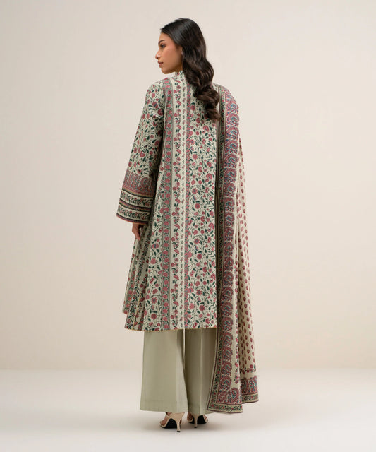 3 Piece - Printed Cotton Viscose Suit