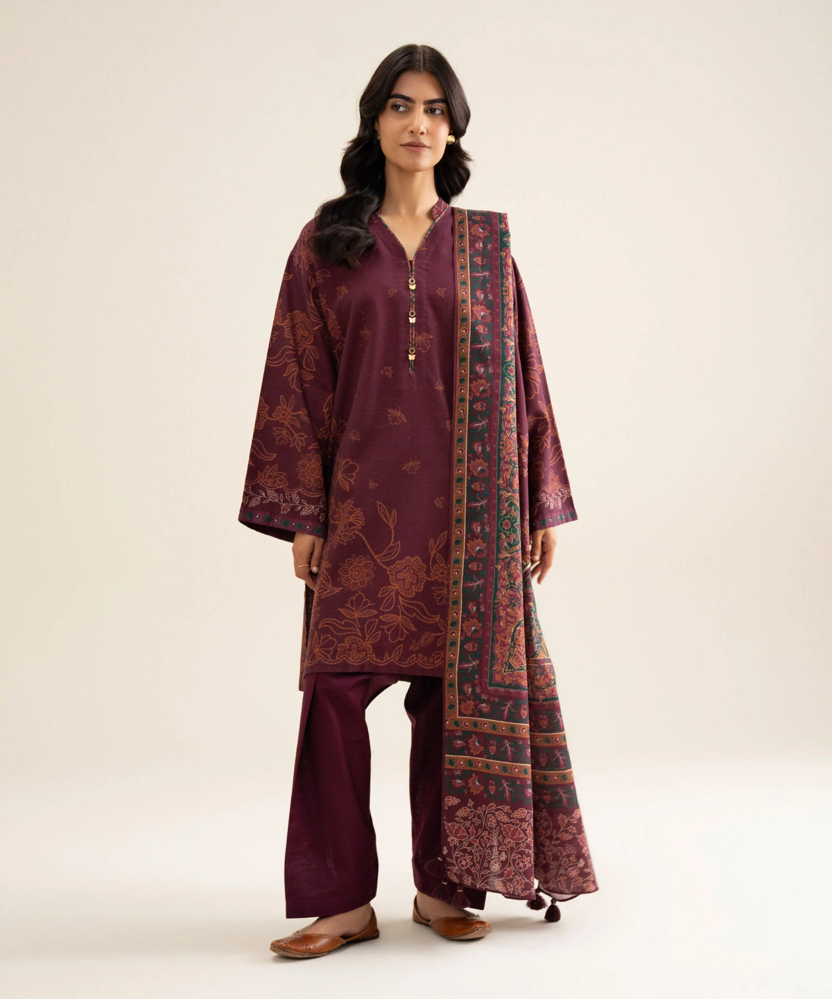 3 Piece - Printed Premium Khaddar Suit