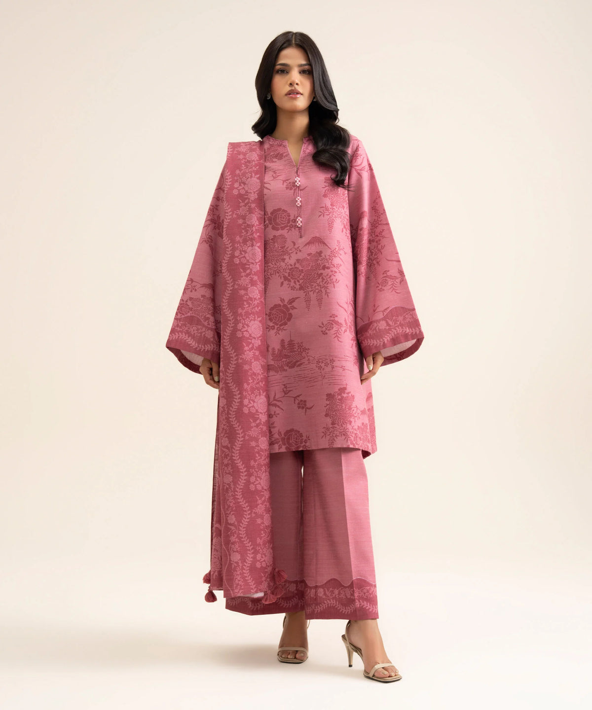 3 Piece - Printed Light Khaddar Suit