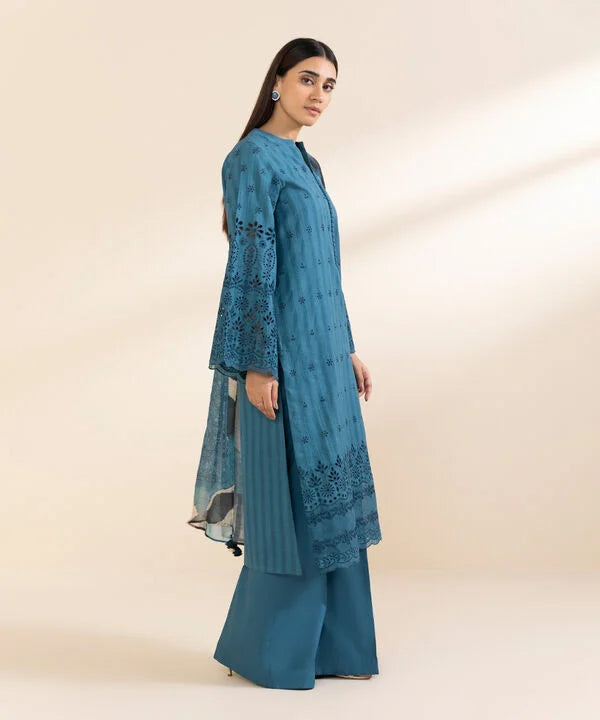3 Piece - Embroidered Dobby Suit
