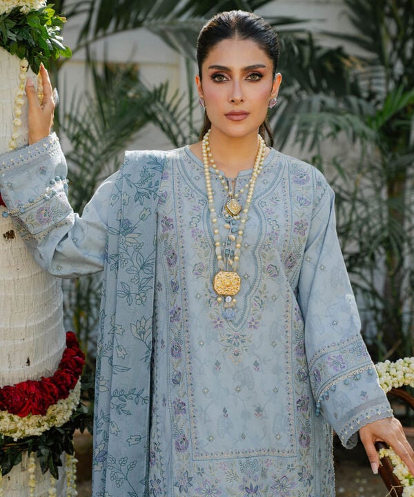 3 Piece - Embroidered Cotton Jacquard Suit