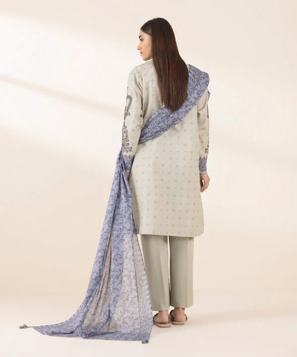 3 Piece - Embroidered Zari Lawn Suit