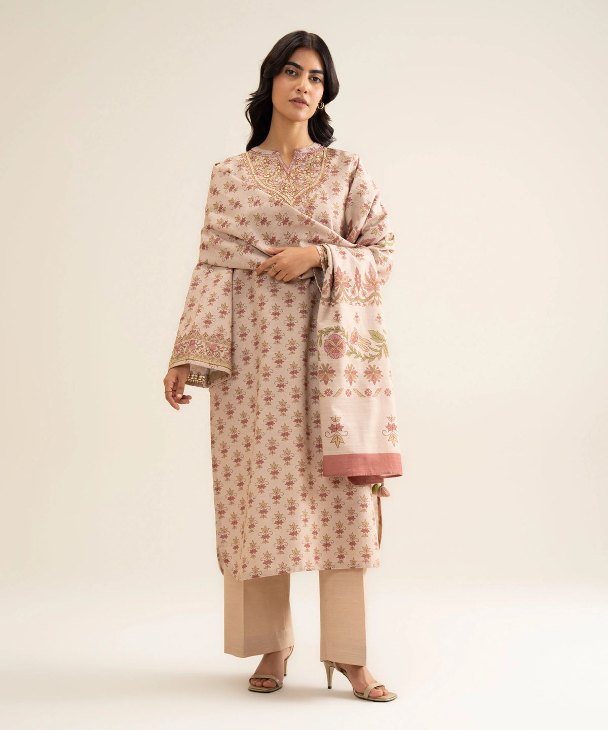 3 Piece - Embroidered Premium Khaddar Suit