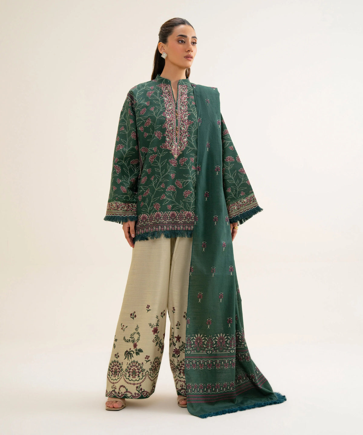 3 Piece - Embroidered Premium Khaddar Suit
