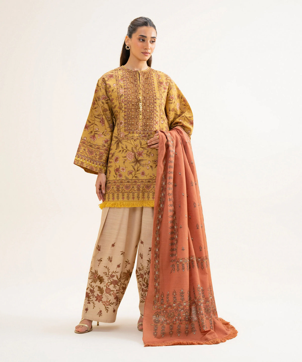 3 Piece - Embroidered Cotton Suit