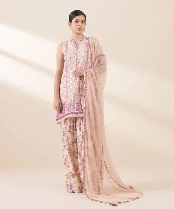 3 Piece - Embroidered Jacquard Suit