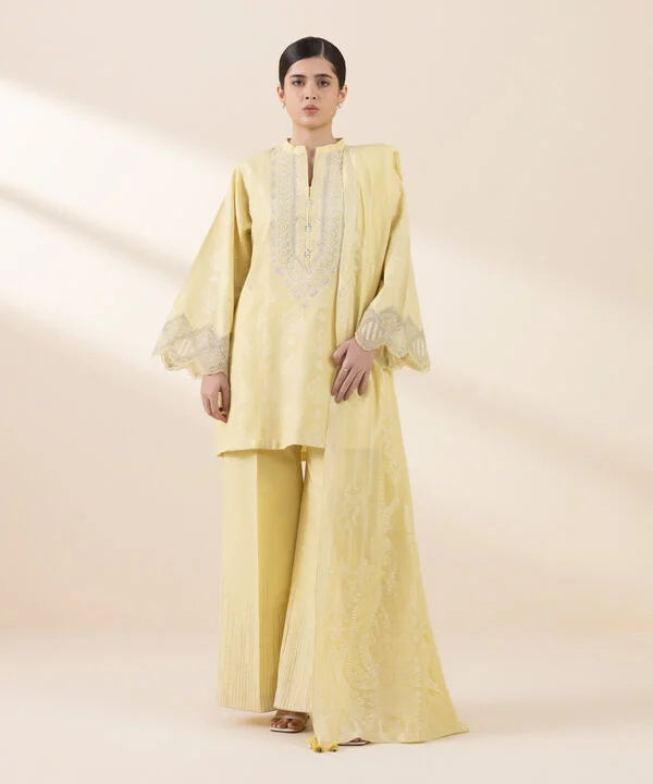 3 Piece - Embroidered Jacquard Suit