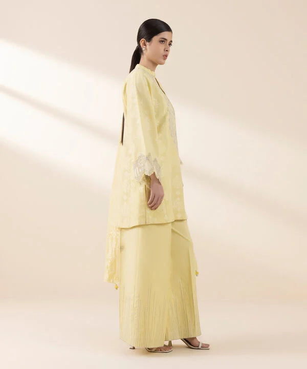 3 Piece - Embroidered Jacquard Suit