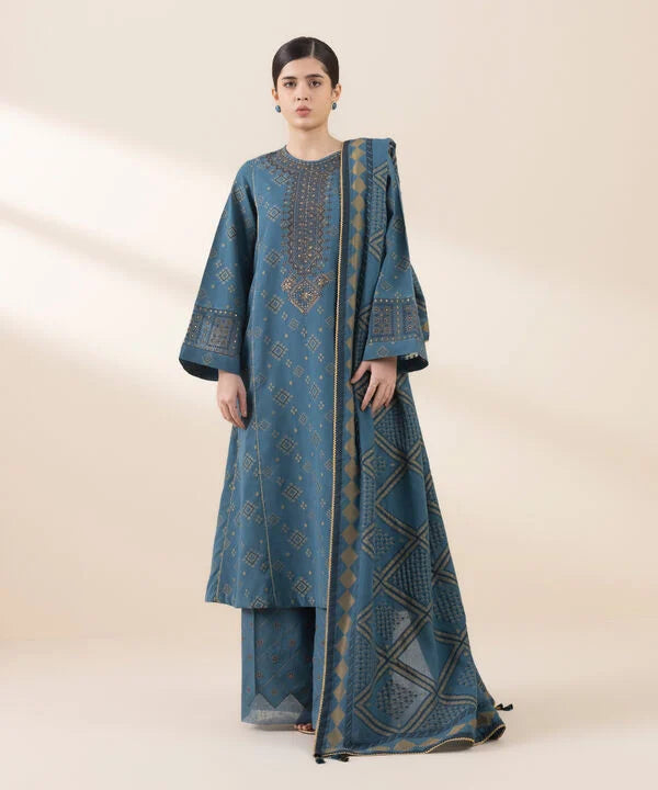 3 Piece - Embroidered Jacquard Suit